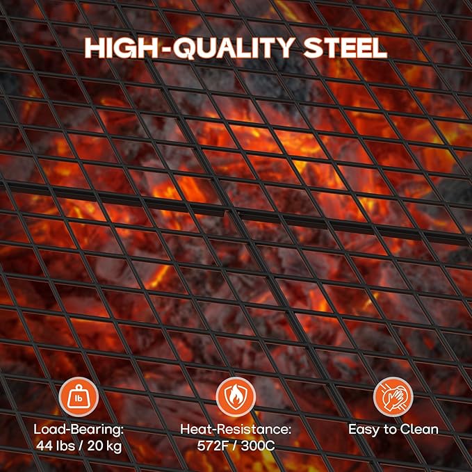 onlyfire X-Marks Fire Pit Grill Cooking Grate, Outdoor Campfire BBQ Grill, Round BBQ Grate Equipment - 24 Inch