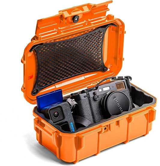 Evergreen ToughBox Tech Organizer – For Camera, Cables, Hard Drives, Compatible with GoPro etc. (Large, Rubber Boot, Orange)