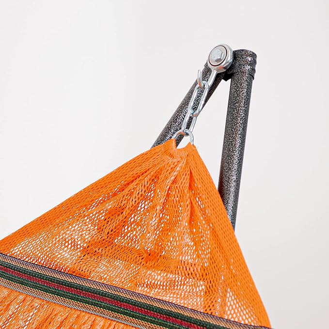 Best Home Fashion Hammock with Collapsible Steel Stand 450 lbs Capacity & Carrying Case, Portable & Adjustable, Perfect for Camping Beach Summer Patio, EZ Daze Foldable Hammock with Stand- Orange