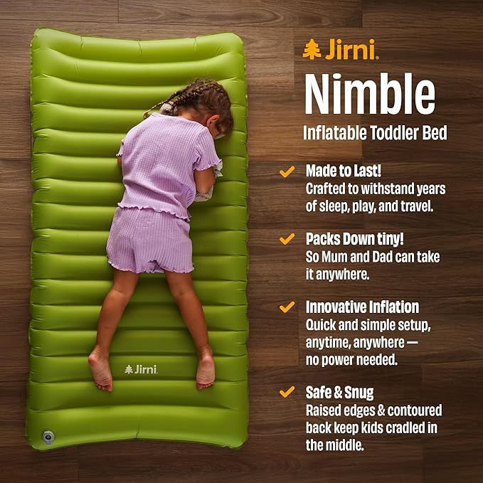 Nimble Toddler Travel Bed | Innovative New Pump | Ultra Lightweight & Super Durable Kids Air Mattress | Eco-Friendly Toddler Air Mattress | Child Travel Bed | Inflatable Portable Bed for Kids