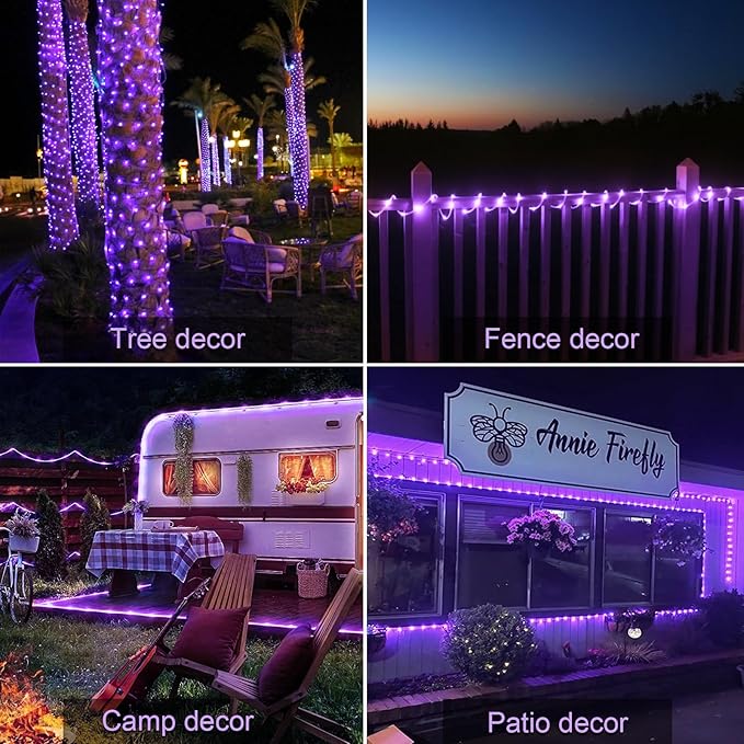 JMEXSUSS 200 LED Purple Solar Christmas Lights, 66 ft Rope Lights Outdoor Waterproof, PVC Tube Purple Christmas String Lights for Party Tree Fence Christmas