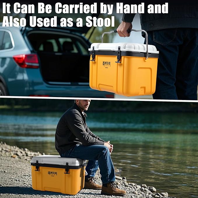 Himalaya 27 Quart 20 Quart Hard Camping Cooler，Ultra-Light Insulated Rotomolded Ice Cooler, Ice Retention with Ice，Portable Ice Chest Box with Handle for Drink Travel Beach Fishing Outdoor