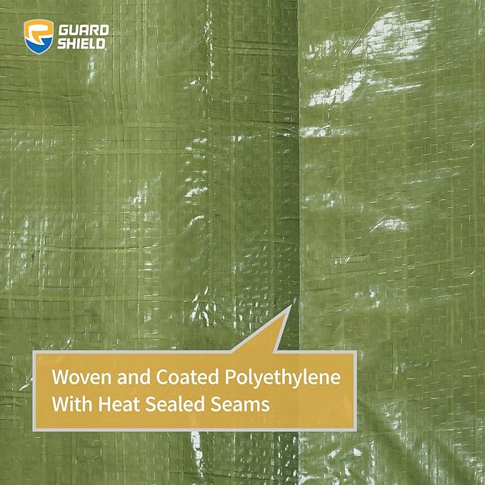 GUARD SHIELD Tarp Green 12x16 Feet Multi Purpose Waterproof Poly Tarp Cover 5mil