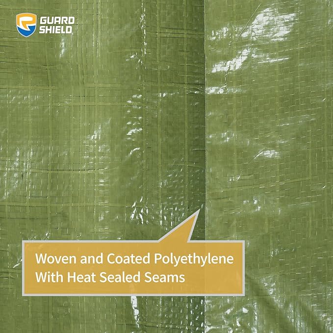GUARD SHIELD Tarp Green 10x12 Feet Multi Purpose Waterproof Poly Tarp Cover 5mil (2-Pack)