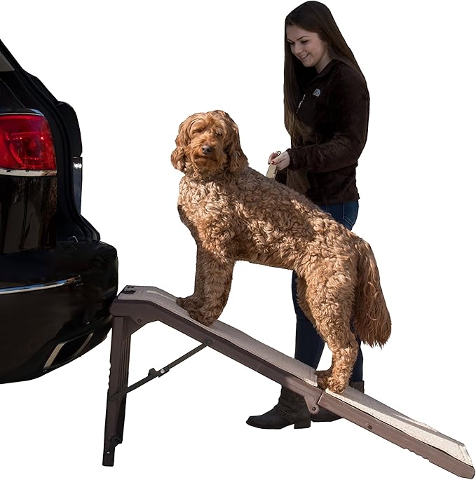 Pet Gear Free Standing Pet Ramp for Cats and Dogs, No Assembly Required, Easy Fold for Storage or Travel, Portable, Espresso