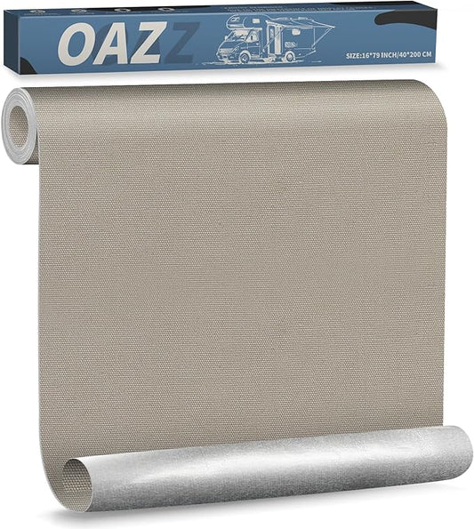 OAZ 16 x 79 inch Canvas Repair Patches Canvas Fabric Patch Self-Adhesive Canvas Repair Tape Waterproof Outdoor Gear Repair Patch Kit for Boat Cover Awning Sofa Chair Couch Tent Bag (Ivory Gray)