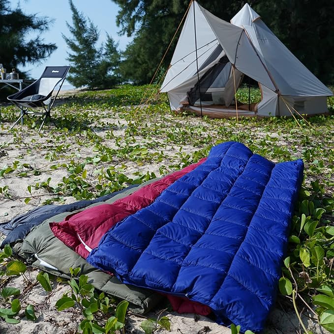 KingCamp Ultralight Camping Blanket, Packable Down Alternative Puffy Wearable Blankets Weatherproof Warm Package Quilt with Snap Buttons for Outdoor Hiking Travel Picnic Stadium (79" x 53", WINE)