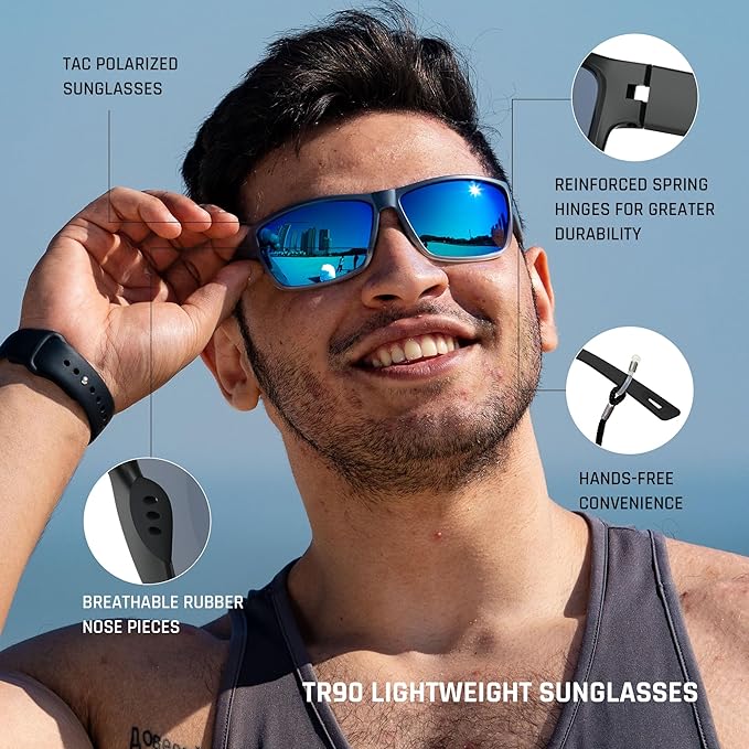 TOREGE Polarized Sports Sunglasses for Men and Women Cycling Running Golf Fishing Sunglasses TR26