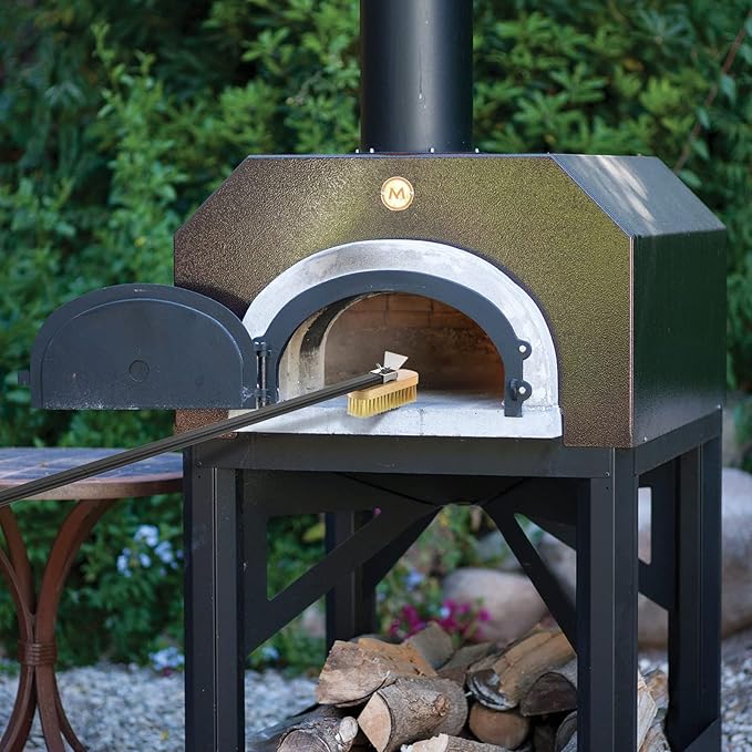 G.a HOMEFAVOR Pizza Oven Brush with Scraper, 46.5 inch Long Handle (Detachable), Brass Bristles for Pizza Oven