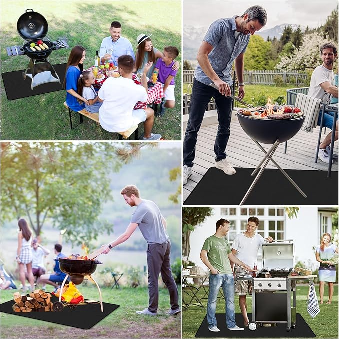 FireGuard Elite 60"x40" Fireproof Mat - Waterproof & Flame Retardant for Grills, Fireplaces, Camping | Heat Resistant up to 1500°F | Heavy-Duty Indoor/Outdoor Safety Mat for BBQ, Patio, Garage