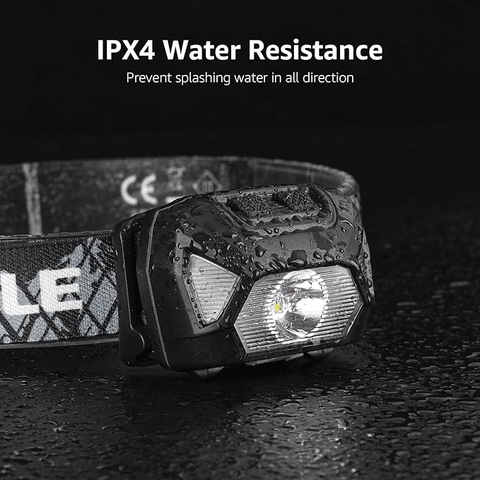 LE Headlamp Rechargeable, LED Head Lamp with 6 Modes for Camping & Hiking Gear Essentials, IPX4 Waterproof High Lumen Bright Headlight Flashlights with Adjustable Headband, USB Cable Include