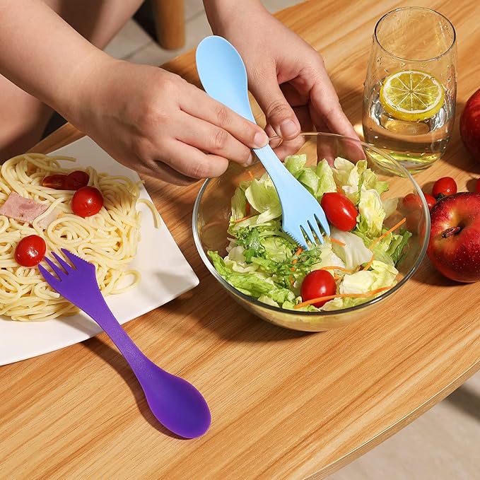180Pcs Plastic Sporks Tritan Sporks 3 in 1 Travel Fork for Camping, Travel, Home, Restaurant (7 Inch)