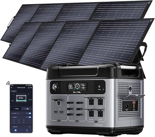 OUKITEL P2001 PLUS 2400W Portable Power Station with 2x200W Solar Panel, Solar Generator LiFePO4 Battery 2048Wh (Peak 5000W) AC/DC BMS Emergency Solar Power Station for Home Backup, Camping, RV