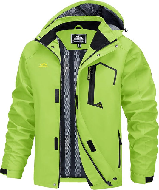 MAGCOMSEN Men's Lightweight Windbreaker Rain Jacket Raincoat with Detachable Hood for Hiking Fishing Activewear