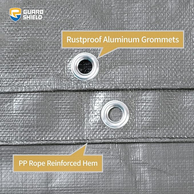GUARD SHIELD Heavy Duty Tarp 12x12 Feet Silver/Black Multi Purpose Thick Waterproof Poly Tarp Cover 10mil