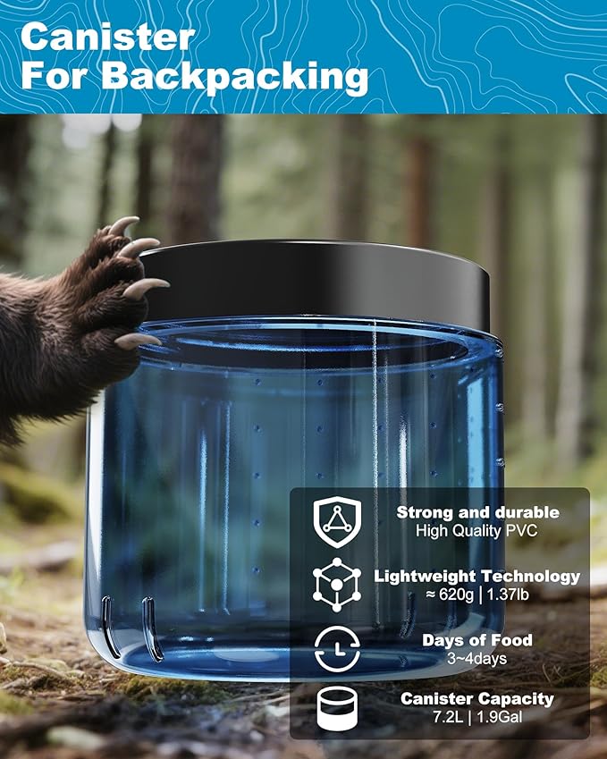 Bear-Resistant Canister with Anti-Opening Device, Waterproof and Airtight，7.2L