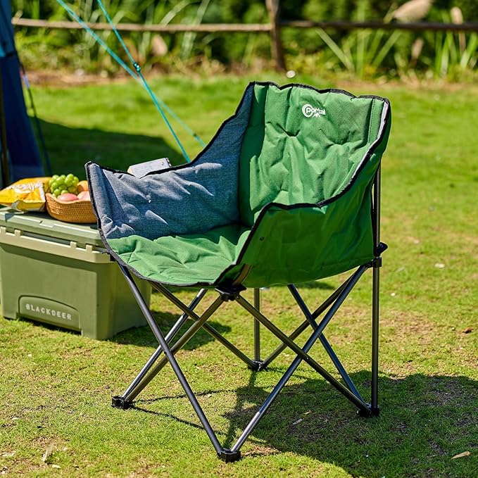 PORTAL 32In Extra Wide Camping Chair for Adults, Oversized Folding Chair with Cup Holder & Carry Bag, Heavy-Duty Outdoor Chair Supports 350 lbs, Portable for Camping, Lawn, Patio