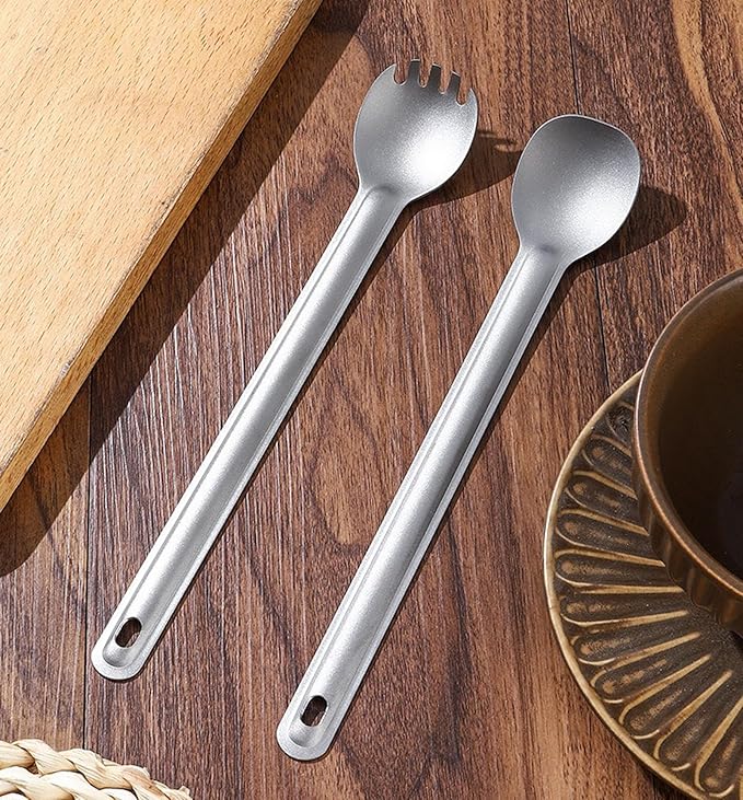 Titanium Long Handle Spork and Spoon Camping Utensils