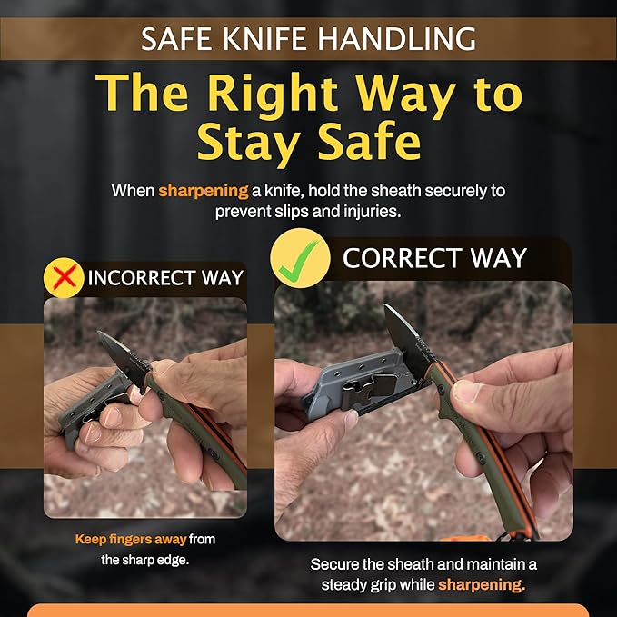 Scout Feather Glow - Fixed Blade Survival Knife with built-in Firestarter for Camping, Hunting, Outdoor Adventure and Culinary Need - VG10 Blade, Whistle, Knife Sharpener, Compact Sheath & G10 Handle