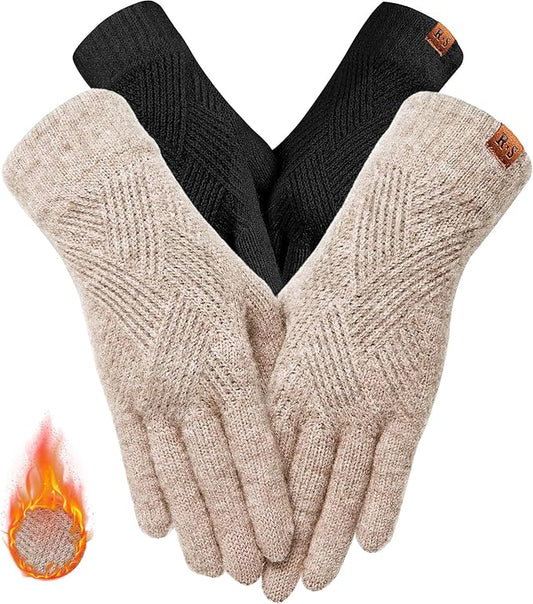 REACH STAR Winter Gloves for Women Touch Screen Elastic Thermal Knit Lining Warm Gloves for Cold Weather
