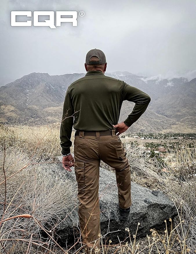 CQR Men's Tactical Pants, Water Resistant Ripstop Cargo Pants, Lightweight EDC Work Hiking Pants, Outdoor Apparel