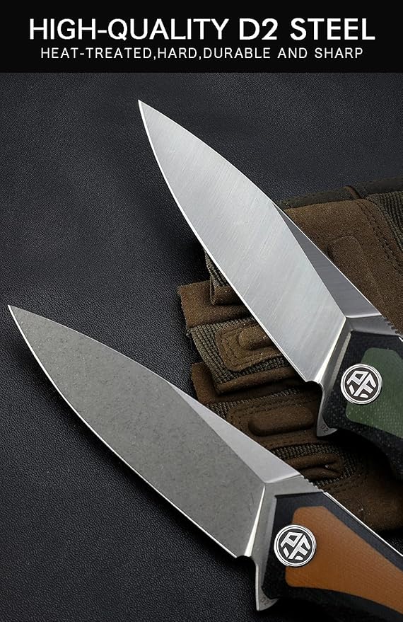 Petrified fish PF838 3.74" D2 steel folding knife outdoor tactical pocket knives G10 handle camping hunting Cutter EDC tool (Green, Stonewash)