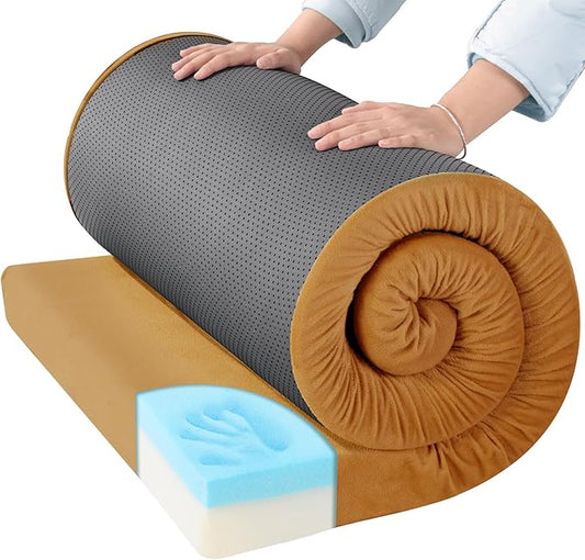 BALAPET Memory Foam Camping Mattress for Outdoor Sleeping, Porable 3" Thickness Roll Up Camping Mattress Pad Mat for Travel Truck Bed Tent