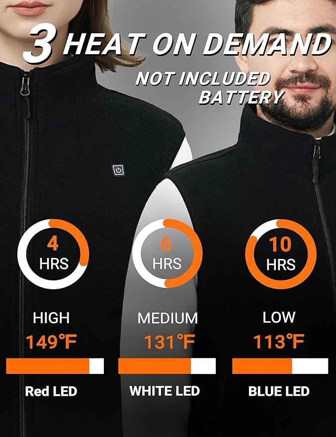 Heated Vest for Men Women, 3 Heating Levels 6 Heating Zones, Heated Jackets for Men Women (Not Included Battery)