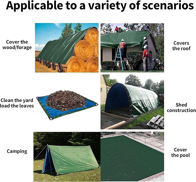 TARPAL 40x60 Feet Green Tarp Waterproof Multipurpose Protective Cover All Purpose Outdoor Poly Tarps Cover for Swimming Pool, Roof Waterproofing,Boat, car, Camping, firewood,Outdoor Furniture,etc