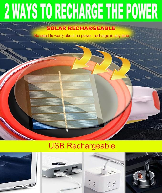 Solar Rechargeable LED Flashlight Lantern, Super Bright 10000LM Handheld LED Spotlight Searchlight, Multifunction Camping Lantern Work Light, 5 Light Modes, Waterproof for Emergency, Home