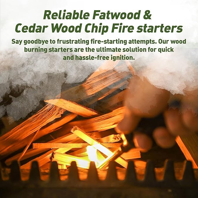 Fatwood & Incense Cedar Kindling Combo: Ideal for Wood Stoves, Fireplaces, Campfires, Bonfires - Eco-Friendly, Long Burning Fire Logs, Weather-Resistant Fire Starter Kit