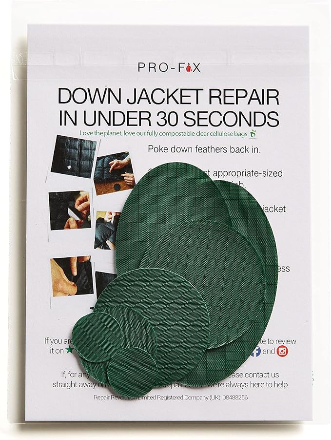 Self-Adhesive Waterproof Repair Patch Kit - 30-Second Fix for Down Jackets, Tents, Sleeping Bags, Backpacks, Outdoor and Camping Gear - Pre-Cut Nylon, Multiple Colors (Bottle Green)