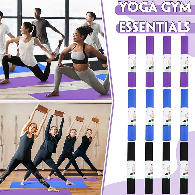 Amylove 12 Pieces Yoga Mats Bulk 68x24x0.12 Inch Exercise Non Slip Fitness Workout Mats for Women Men Home Workout Gym Yoga