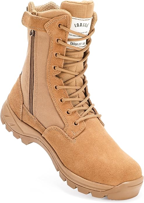 Men's Military Tactical Work Boots with Side Zipper, Puncture Resistant, Desert Combat, Army Jungle, 8 Inch Lightweight Hiking Boots