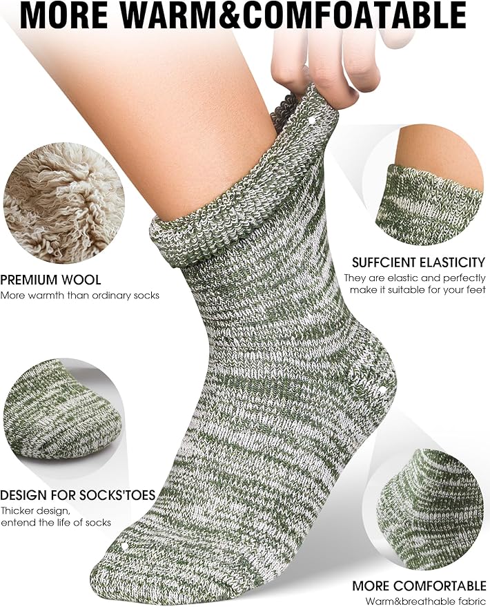 Yeblues 5 Pairs Thick Wool Socks Mens, Warm Winter Fuzzy Socks,Soft Hiking Socks Men Moisture Wicking Boot
