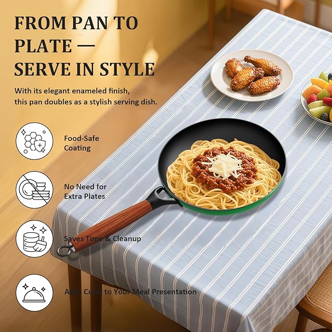 YUTANN Pre-Seasoned Cast Iron Skillet 8 Inch,Diamond-Textured Interior for Crispy, Oil-Saving Cooking,Ideal for Eggs, Steak, and More,Non-Toxic & Easy Clean
