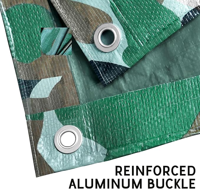 STARPYNG-7 Mil Camouflage 10x12 Feet Tarp-Multifunctional Camo Waterproof Tarpaulin-Waterproof, UV Resistant, Rip and Tear Resistant, Poly Tarpaulin with Reinforced Edges for Cover