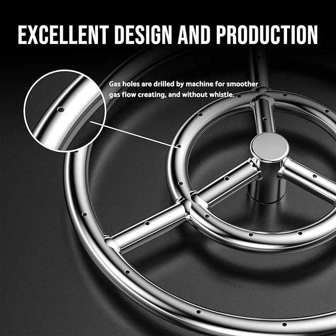 Skyflame 12-Inch Round Fire Pit Burner Ring, 304 Stainless Steel