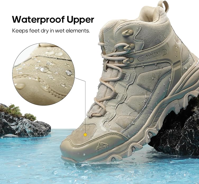 NORTIV 8 Men's Waterproof Hiking Boots Outdoor Mid Trekking Lightweight Mountaineering Shoes Paladin