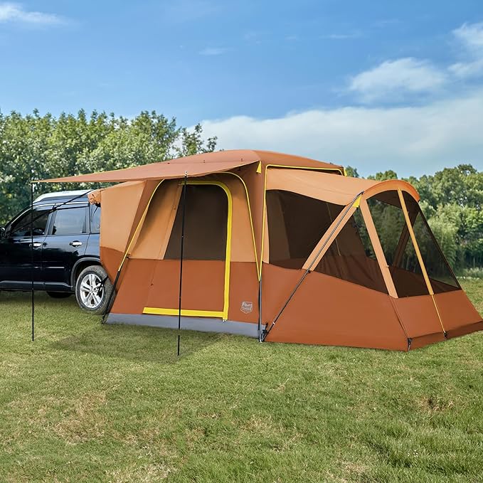 TIMBER RIDGE 5-9 Person SUV Tent with Screen Porch and Awning for Family Camping, Weather Resistant and Portable Van or Car Tent, Includes Rainfly and Storage Bag, 13' W X 10' L X 7.1' H