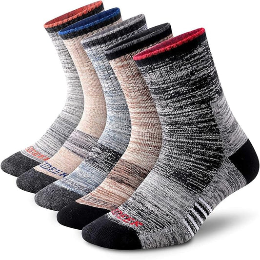 FEIDEER Men's Walking Hiking Socks, Wicking Cushion Quarter Crew Socks for Mens Outdoor Sports, 3/4/5 Pair, 6-15 Size