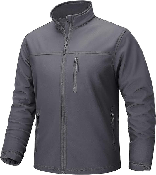 TACVASEN Men's Lightweight Softshell Jacket Fleece Lined Waterproof Tactical Rain Zip Up Winter Coat Windbreaker Casual