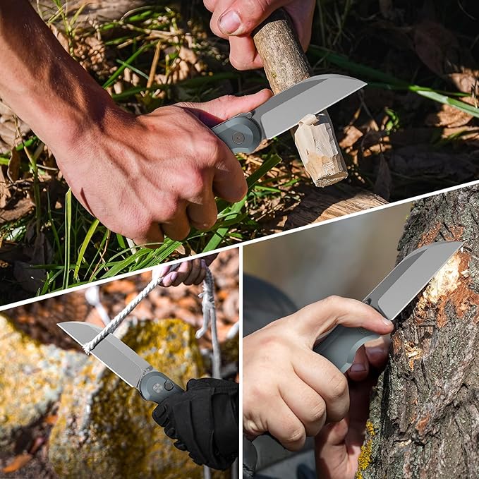 FINTISO Pocket Knife, 3" 14C28N Blade EDC Knife with Aluminum Alloy Handle, Folding Knife with Pocket Clip for Outdoor Camping, Hunting, Hiking, Survival, Parrot Series