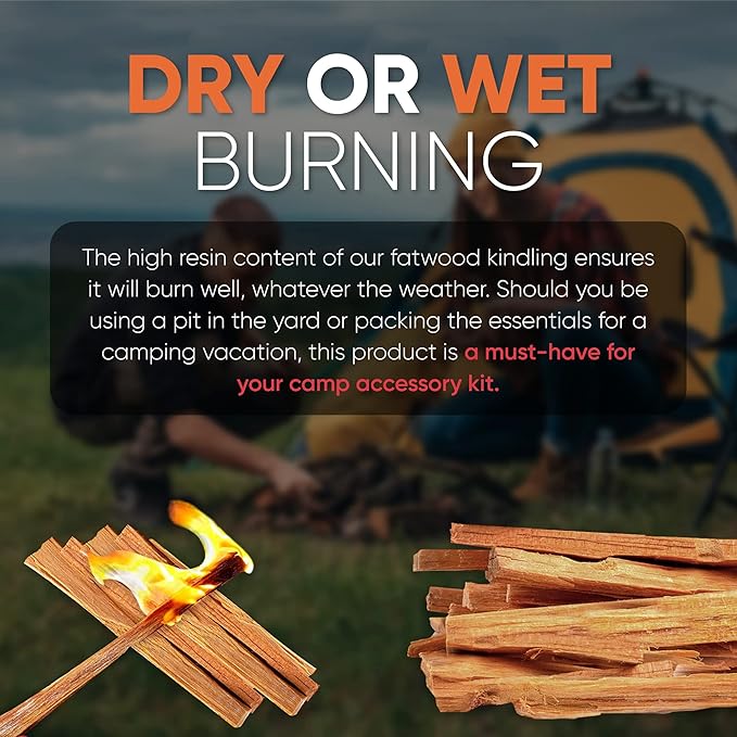 Fatwood Fire Starter Pack – Starter Wood for Fireplace – Small Wood Logs for Campfire Stove, Grilling & Cooking – Firewood Lighter Kindling Sticks – Firepit Burning (10 lb)