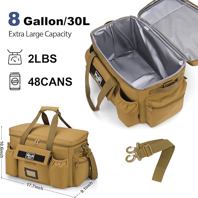 30L Large Soft Sided Cooler Bag, Insulated Collapsible Ice Chest for Camping, Beach, Leakproof