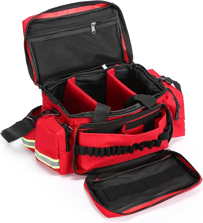 First Aid Bag Empty First Responder Bag,First Aid Kits Storage,Trauma Bag with Detachable Dividers, Medical Bag for Nurses,Ideal for EMT, EMS,Paramedics,Home Health Care(Bag Only)