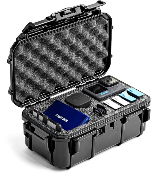 Evergreen ToughBox Tech Organizer – For Camera, Cables, Hard Drives, Compatible with GoPro etc. (Large, PROFoam, Black)