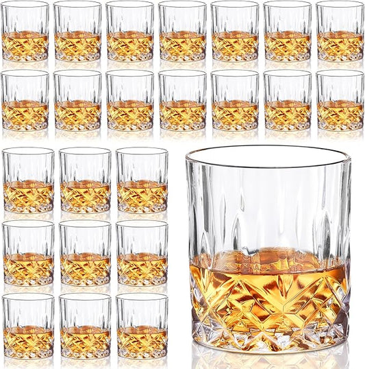24 Pcs Old Fashioned Whiskey Glasses Bulk 10 Oz Bourbon Glass Cocktail Rocks Glasses for Whiskey Bourbon Vodka Liquor and Cocktail Drinks Gift for Father