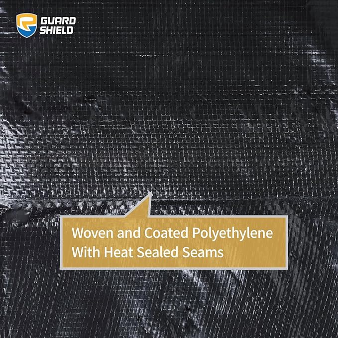 GUARD SHIELD Black Tarp 10x10 Feet Waterproof Tarps Lightweight Camping Tarp Outdoor Multi Purpose Poly Cover 6mil