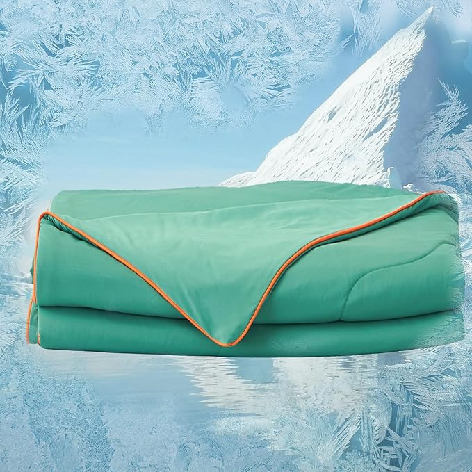 MorroMorn Cooling Comforter for Hot Sleepers & Night Sweats - IceyRest Cold Touch Technology, Lightweight Summer Blanket All-Season Breathable Silk Smooth (Watermelon Green, King Size 104"x90")